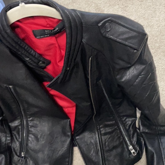 Zara Faux Leather Biker Jacket Small - Picture 5 of 7